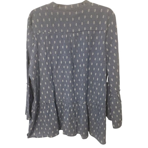 Charlie Paige Womens Chambray Tiered Blue Tunic Top XL Boho Beach Vacation - Picture 7 of 7